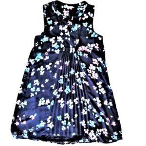 DR2 Daniel Rain Pleated Navy Floral Swing dress, size M